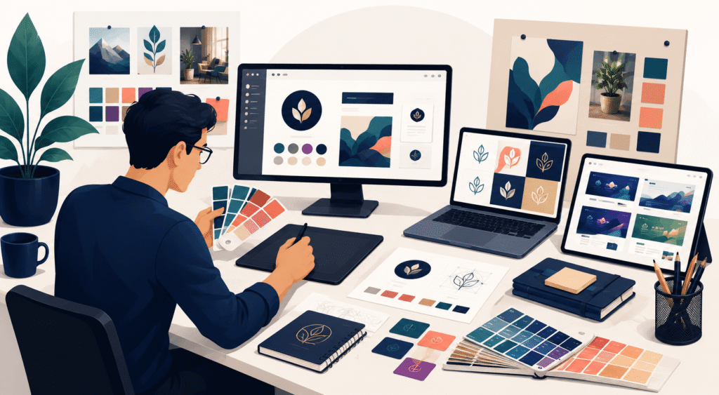 Strategic process for selecting business brand colors and palette combinations